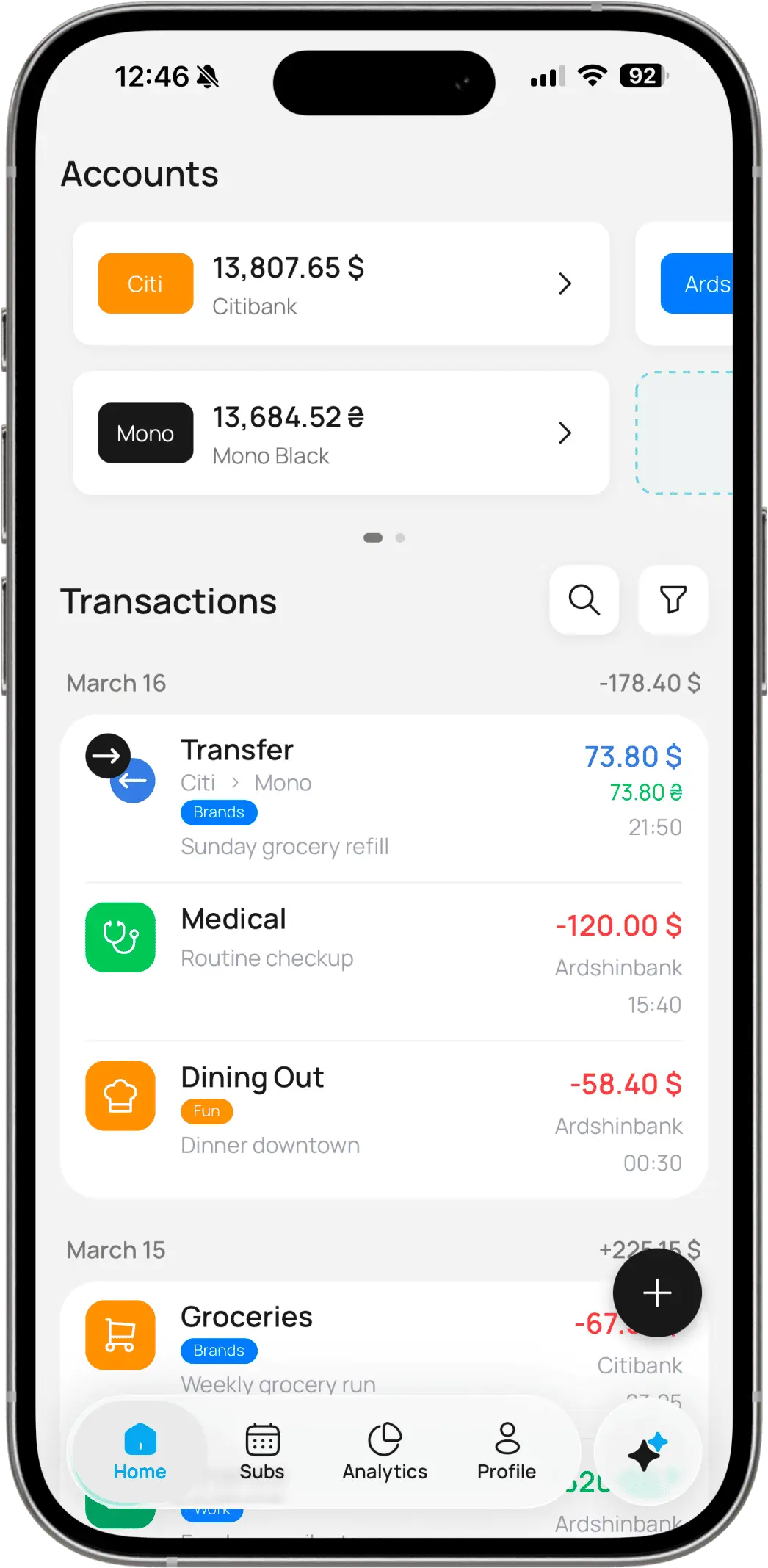 heap app — AI Finance Tracker on iPhone